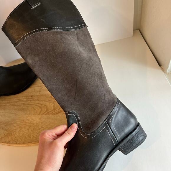 Seychelles Black & Gray Genuine Leather Suede Zip Up Riding Boots Size 9 - Picture 9 of 16